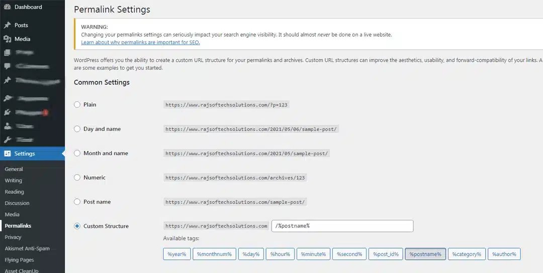 Permalink Settings